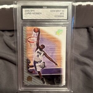 2000-01 Upper Deck SPx Chris Webber 72 Sacramento Kings HOF FGS 10 Gem Mint Card